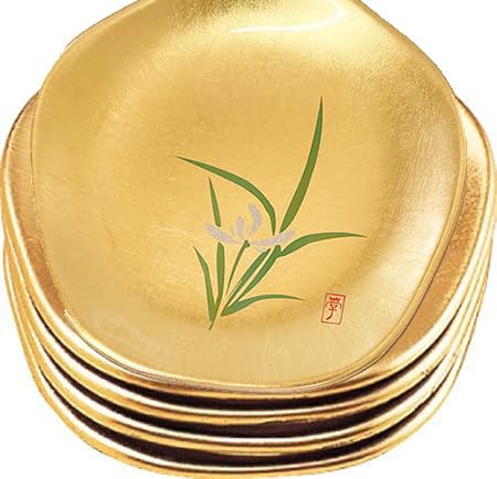 Amazon.co.jp: 金沢金箔 梅型銘々皿 らん 4枚組 : ホーム＆キッチン